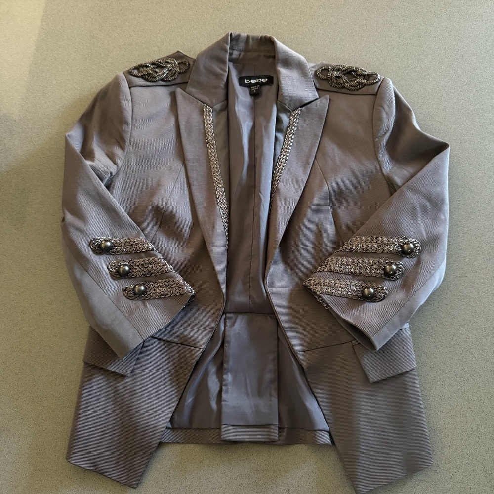 Bebe Silver Embellished Blazer